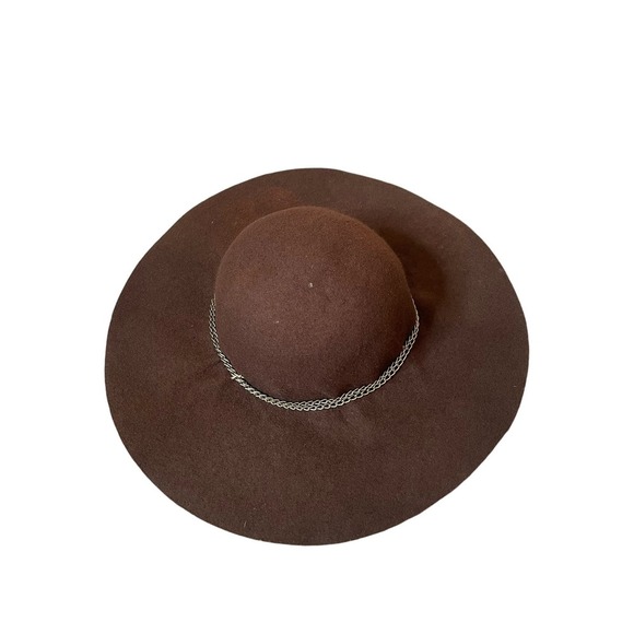 Free Press floppy hat chocolate brown gold chain brim wool Fall Winter OSFM - Picture 3 of 12